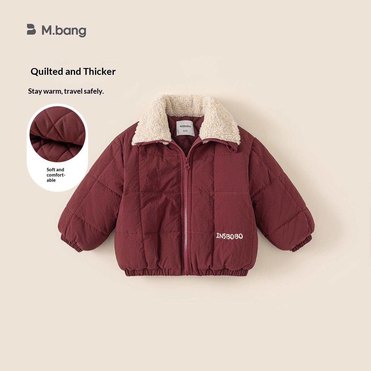 Alyce-xiyue1baobao Bangxuan Ropa Simple Invierno Nuevo Estilo Cuello Vuelto Chaqueta Acolchada Engrosada para Bebés Niños Algodón_voghion.com