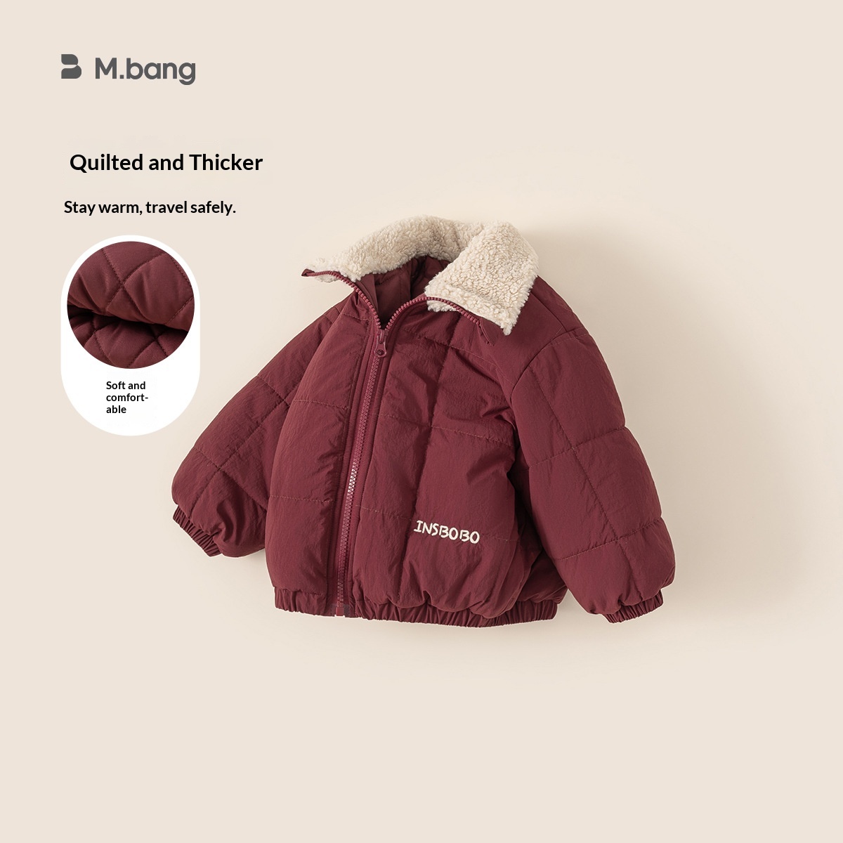 Alyce-xiyue1baobao Bangxuan Clothing Simple Winter New Style Turn-down Collar Children's Top Quilted Thickened Baby Jacket Boys' Cotton_voghion.com