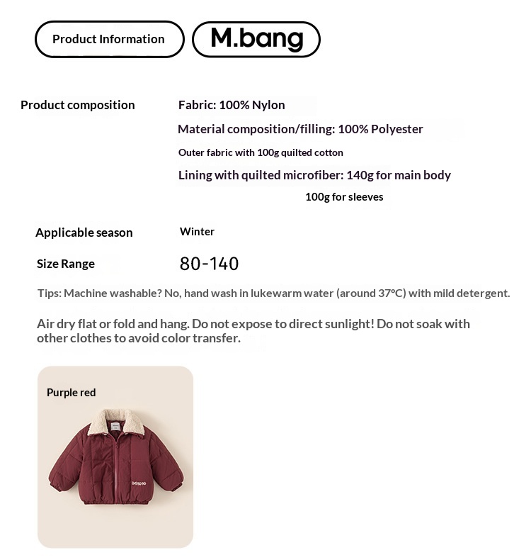 Chaqueta de invierno acolchada para niño en algodón con cuello_voghion.com