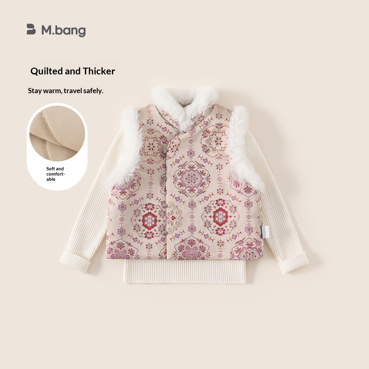 Alyce-xiyue1baobao Bangxuan Huzhou Zhili Clothing Girls' Thickened Wool Base Shirt Quilted Cotton Vest Children's Two-Piece Set_voghion.com