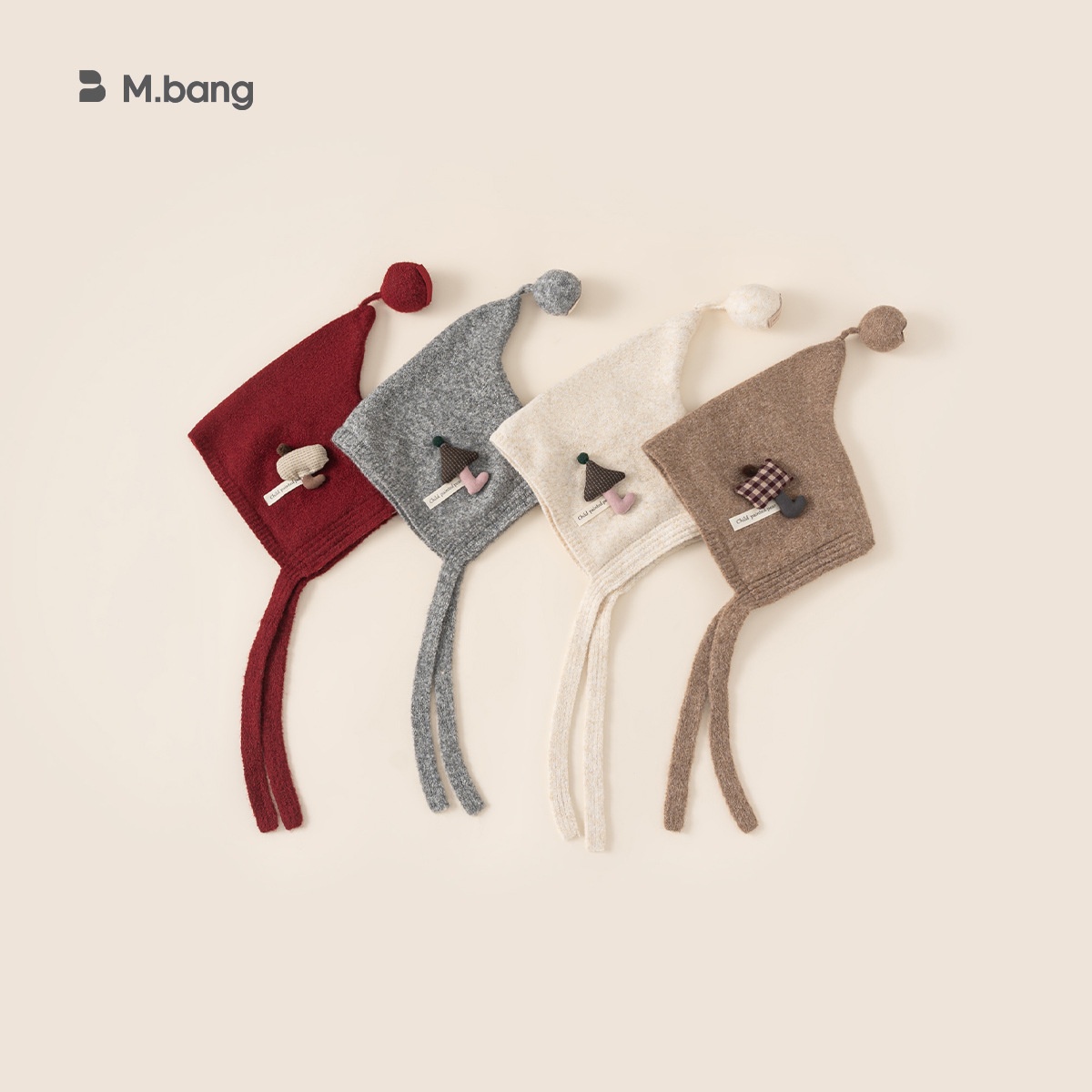 Alyce-xiyue1baobao Bangxuan Clothing Style INS Hiver Bonnet d'hiver chaud et épais en maille pour bébé fille avec pompon et protection des oreilles_voghion.com