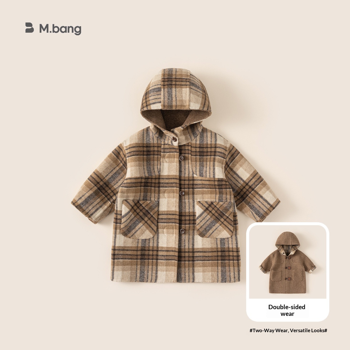 Alyce-xiyue1baobao Bangxuan Clothing Korean Style Winter Outfit Atmosphere Clothes Reversible Children's Hooded Jacket Boys' Coat_voghion.com