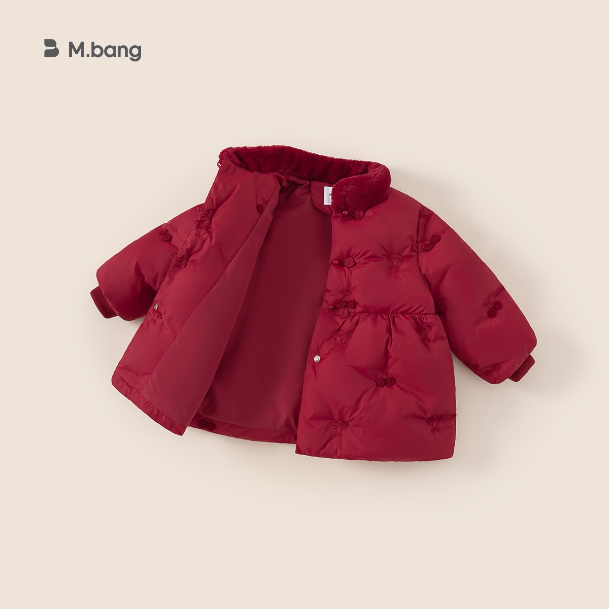 Alyce-xiyue1baobao Bangxuan New Year's Outfit For Girls Baby Clothes Warm Winter Clothing Children's Jacket Plush Stand Collar Girls'_voghion.com