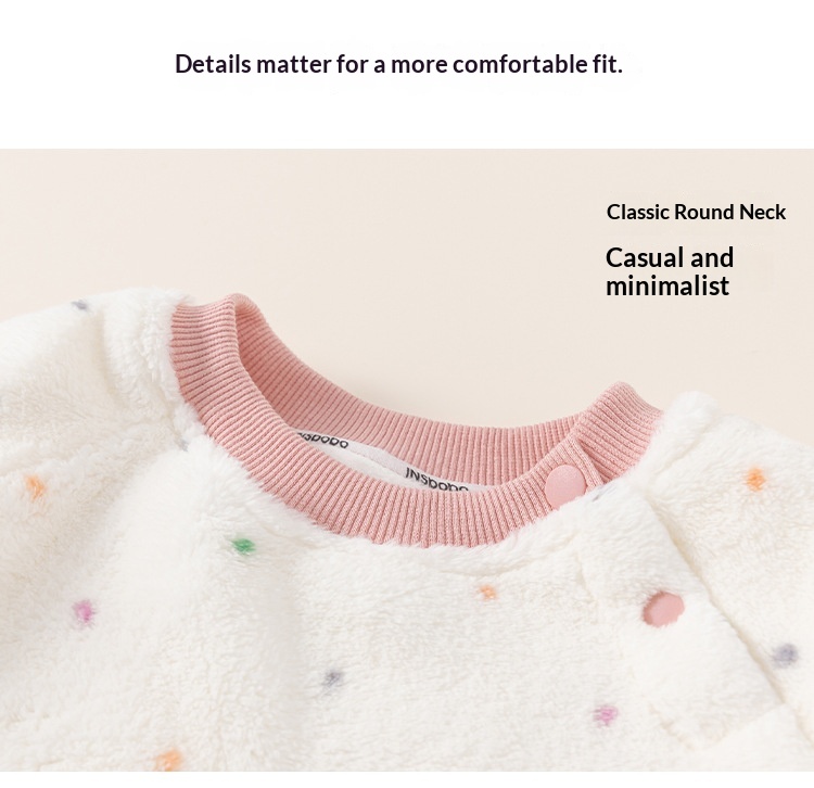 Mädchen Plüsch Schlafanzug Mit Punkten Winter Hausanzug Set_voghion.com