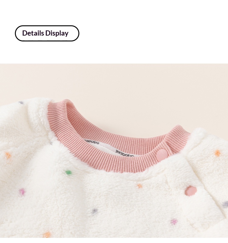 Mädchen Plüsch Schlafanzug Mit Punkten Winter Hausanzug Set_voghion.com