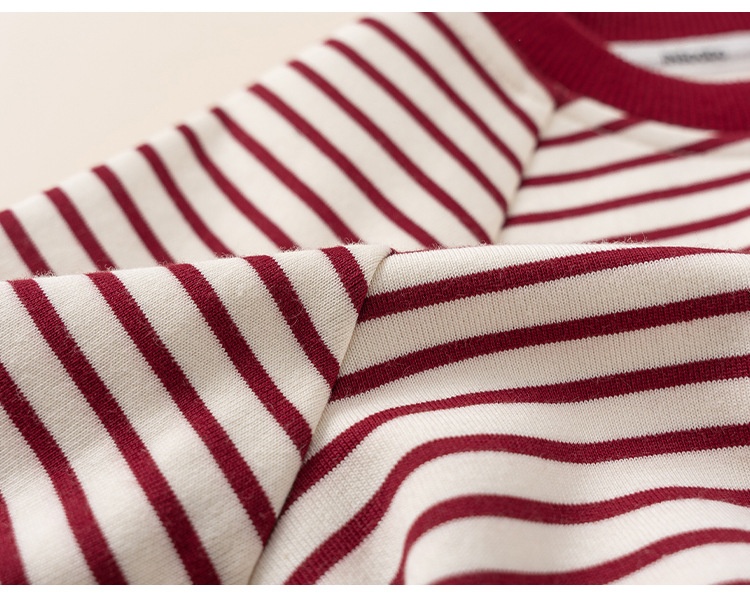 Mädchen Langarmbluse Mit Streifenmuster Und Warmem Innenfutter_voghion.com