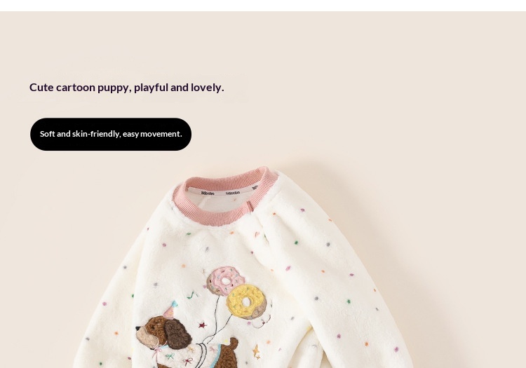 Mädchen Plüsch Schlafanzug Mit Punkten Winter Hausanzug Set_voghion.com