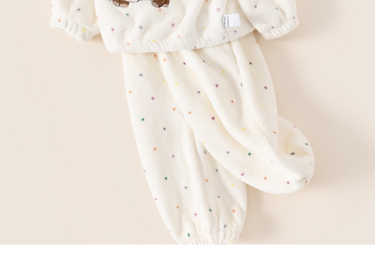 Mädchen Plüsch Schlafanzug Mit Punkten Winter Hausanzug Set_voghion.com
