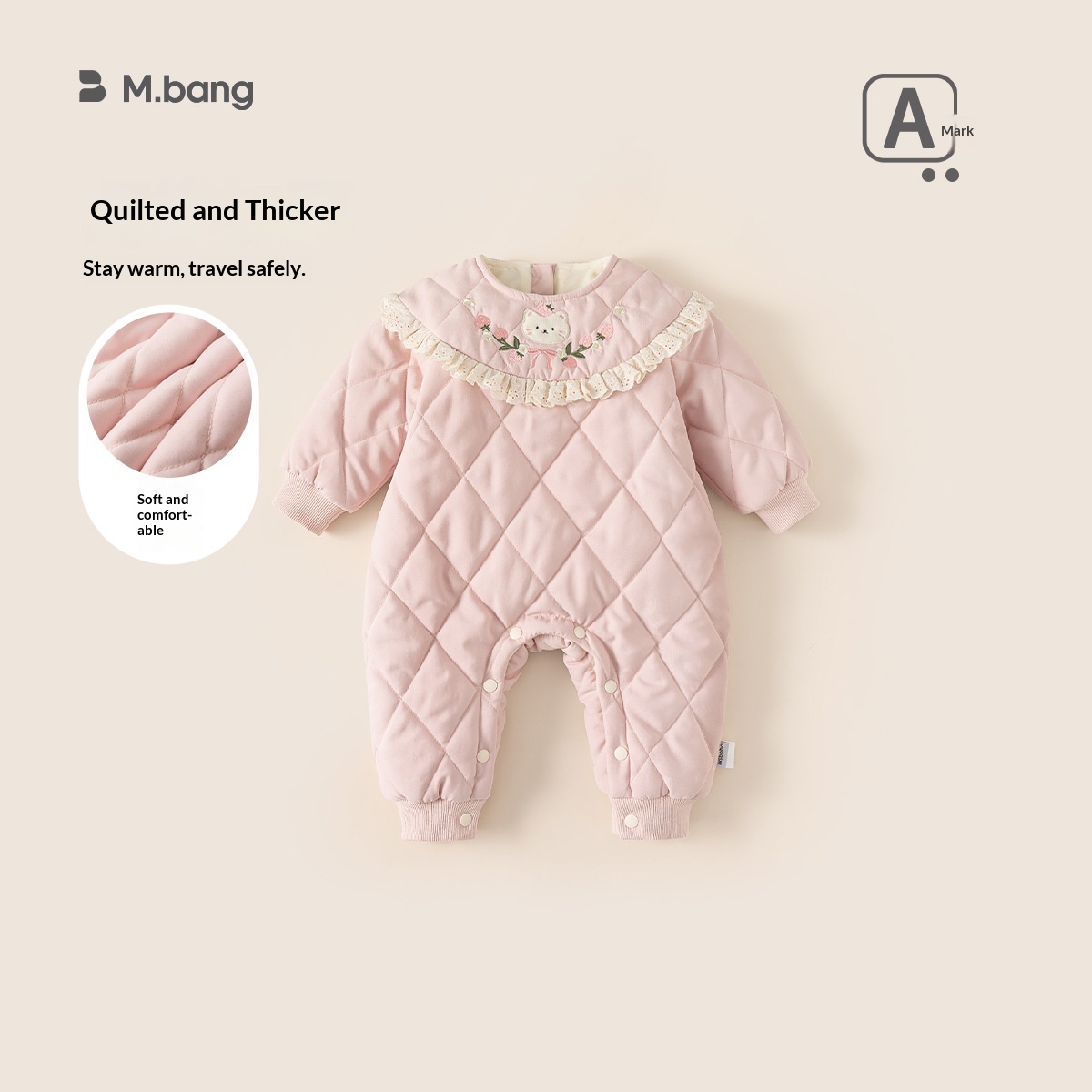 Alyce-xiyue1baobao Bangxuan 2025 Winter New Children's Clothing Lace Collar Baby Girl Romper Quilted Cotton Clothes Infant Jumpsuit_voghion.com