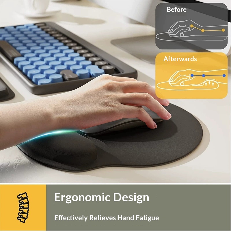 Apoio de pulso para mouse de computador TechCore em espuma viscoelástica, para uso em mesas de escritório, com revestimento de borracha espessa e antiderrapante._voghion.com