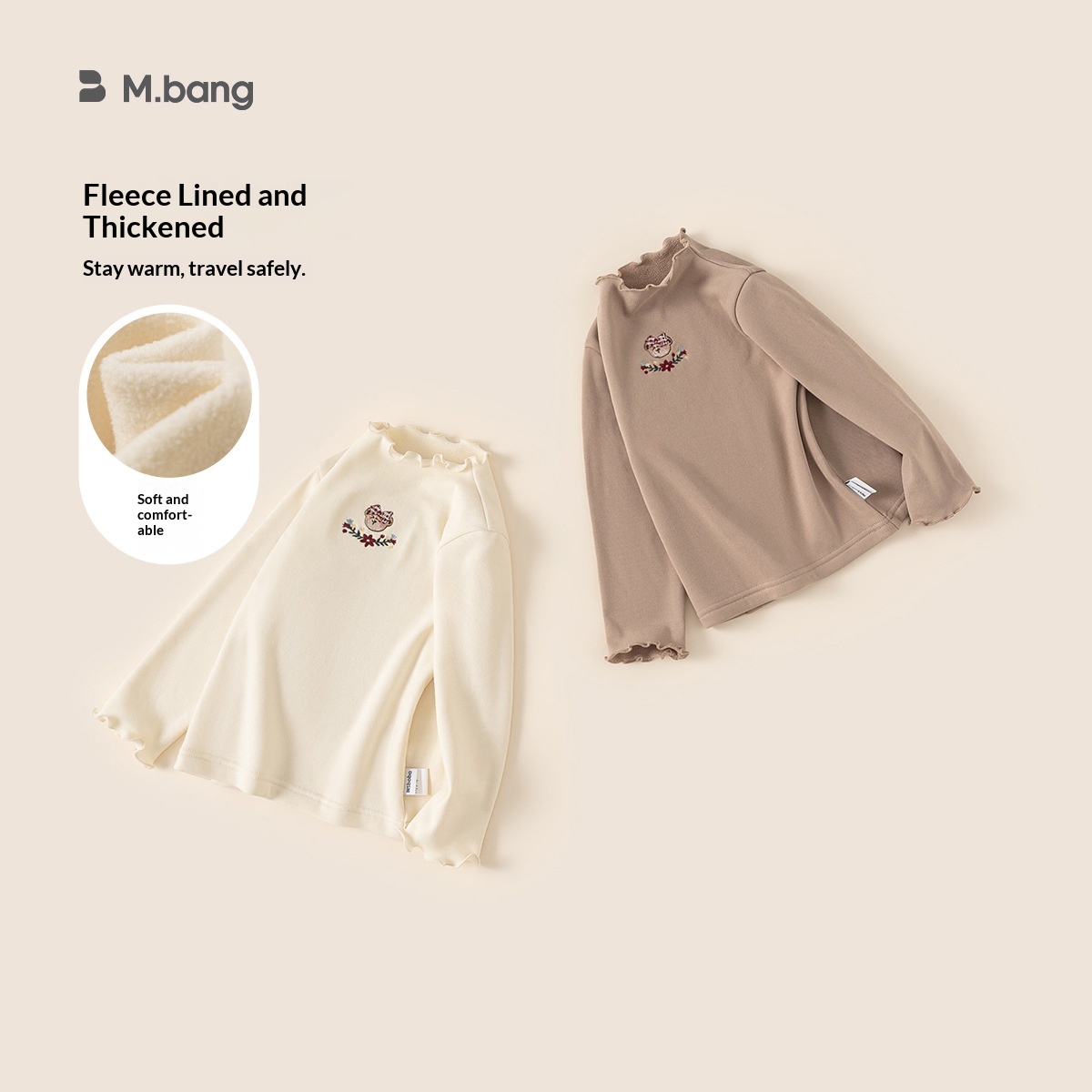 Alyce-xiyue1baobao IP Collaboration Bangxuan Children's Top With Fleece Lining, Long Sleeve Ruffled Edge Base Shirt For Baby Girls_voghion.com