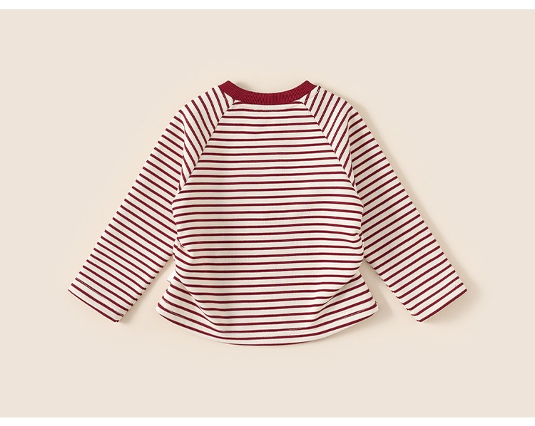 Mädchen Langarmbluse Mit Streifenmuster Und Warmem Innenfutter_voghion.com