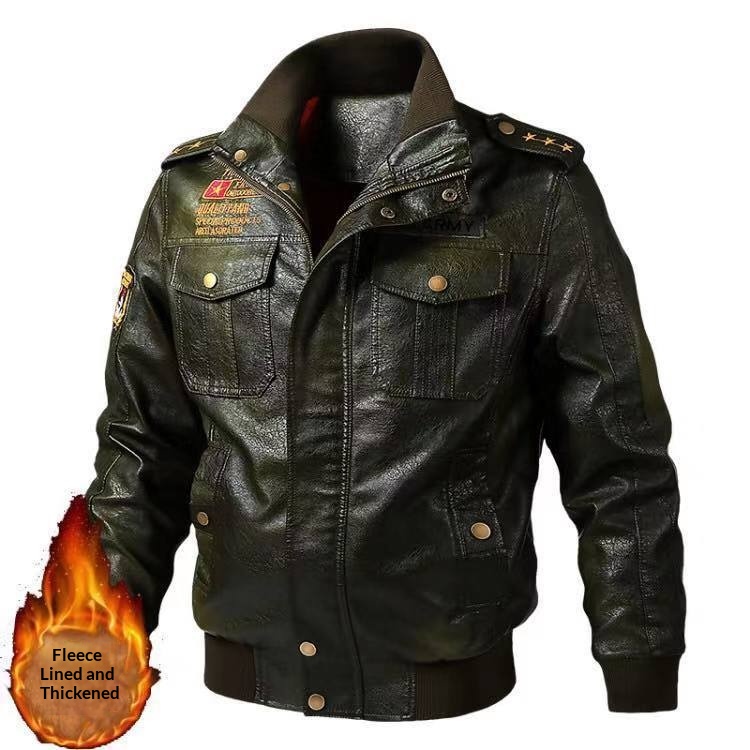 Forge Cross-Border Spring Autumn New PU Leather Men's Motorcycle Jacket_voghion.com