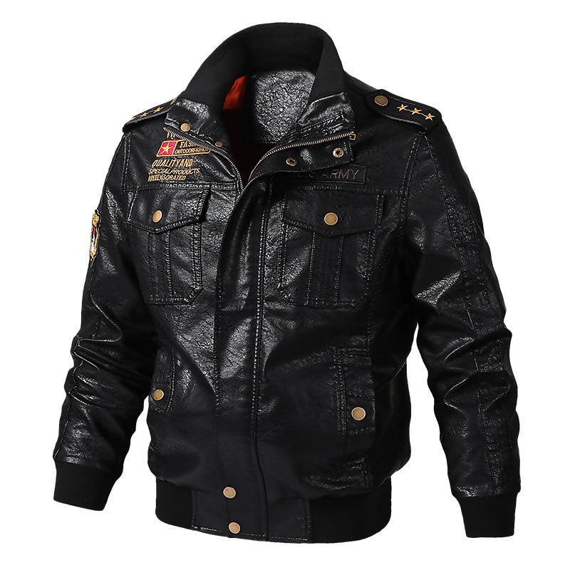 Forge Cross-Border Spring Autumn New PU Leather Men's Motorcycle Jacket_voghion.com