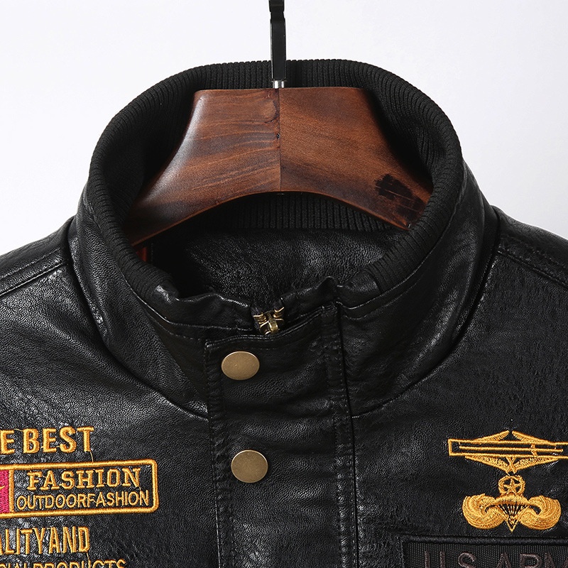 Forge Cross-Border Spring Autumn New PU Leather Men's Motorcycle Jacket_voghion.com