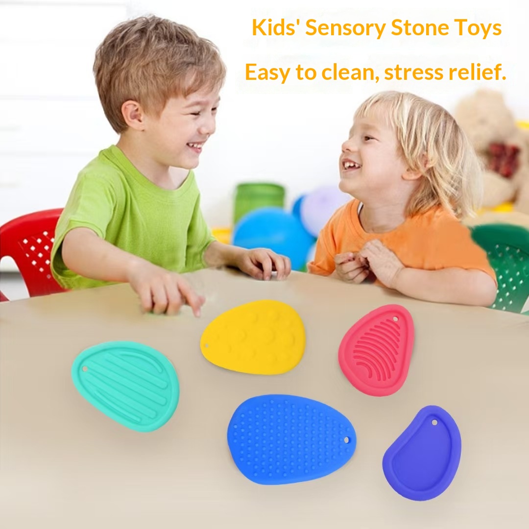 Pierre sensorielle en silicone anti-stress pour enfants, objet éducatif et anti-anxiété._voghion.com