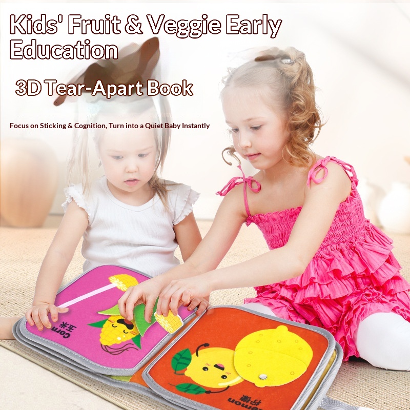 Baby Book Animals Vegetables Children Early Education Cognitive Velcro Felt Cloth Tear-Resistant Design_voghion.com
