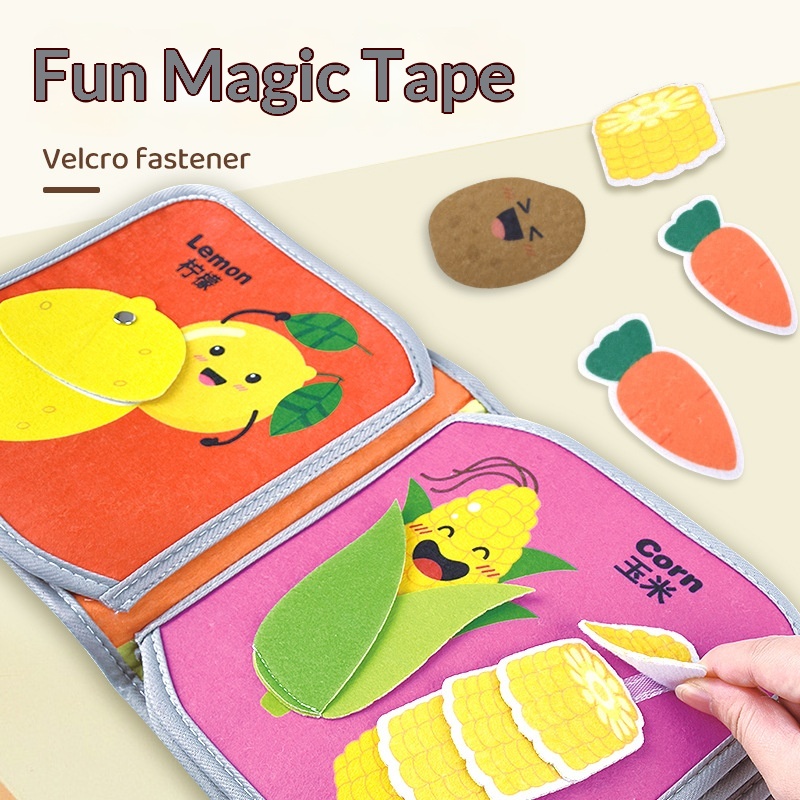 Baby Book Animals Vegetables Children Early Education Cognitive Velcro Felt Cloth Tear-Resistant Design_voghion.com
