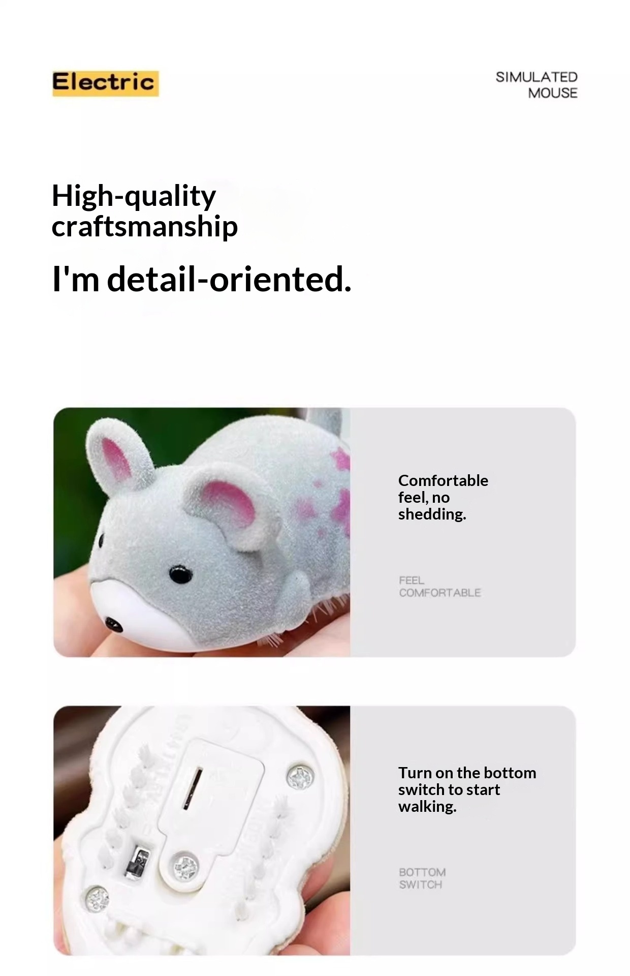 Pet Simulation Electric Automatic Teasing Wand Cat Self-Entertainment Boredom Relief Vibrating Mouse Toy_voghion.com