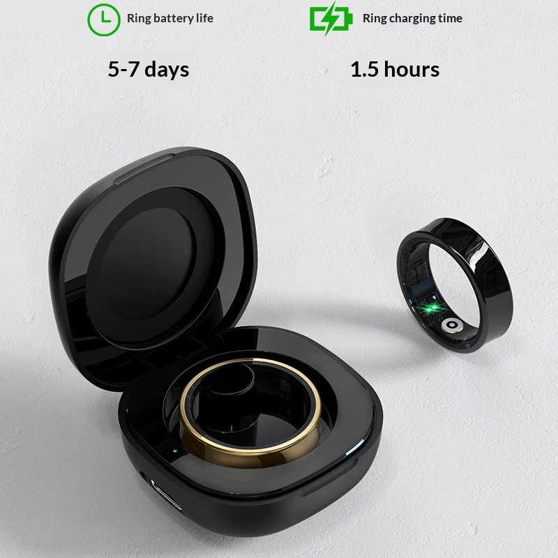 R09 Smart Ring met touchscreen, paginaomslag, slaap- en hartslagdetectie, multifunctionele Bluetooth-ring en digitaal display._voghion.com