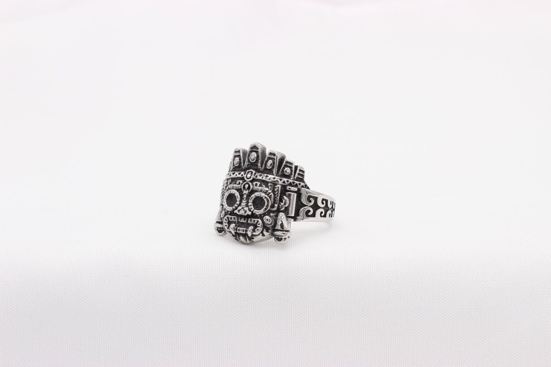 Retro Roboter Alien Ring Aus Titanstahl Für Herren_voghion.com