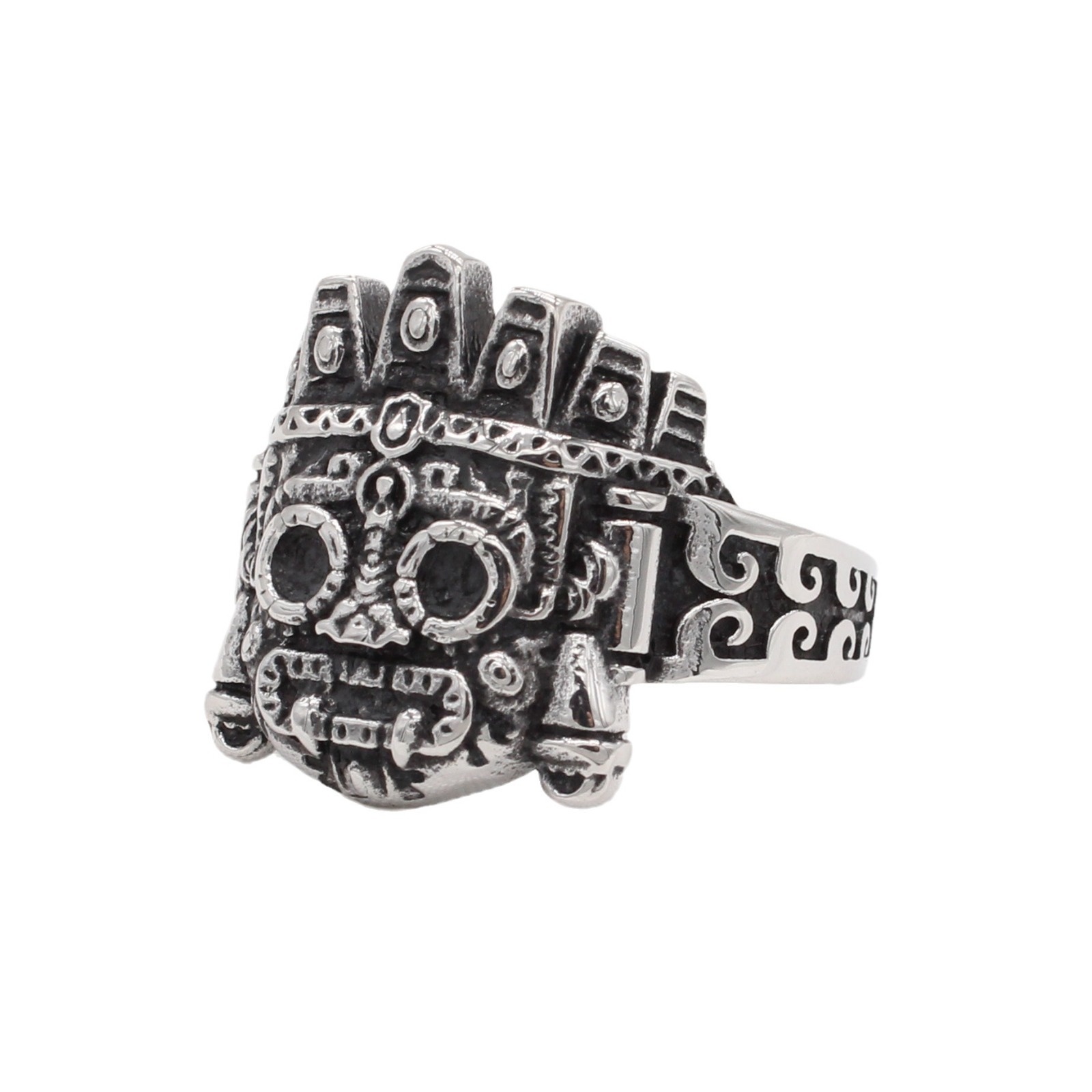 R1722 Schmuck-Großhandel für den Außenhandel Europäische und amerikanische Persönlichkeit Retro-Roboter-Alien-Herrenring aus Titanstahl_voghion.com