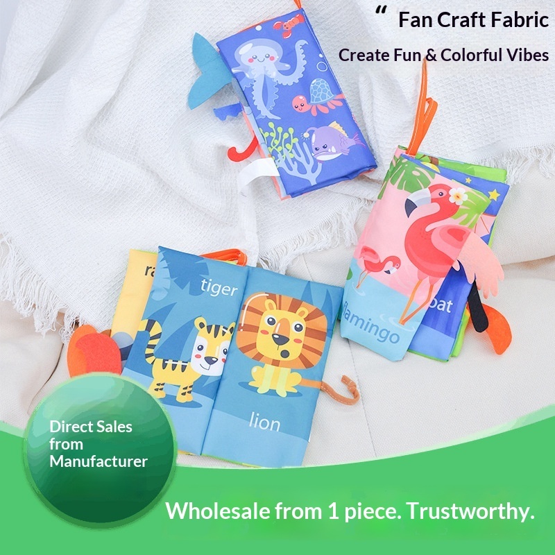 Babyboekje van stof, scheurbestendig, voor kinderen van 0-3 jaar, educatief en cognitief stimulerend._voghion.com