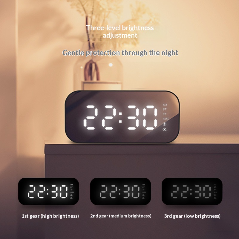 Hewitt M3 Sveglia da tavolo Radio da casa Specchio Orologio wireless Altoparlante Bluetooth Regalo_voghion.com