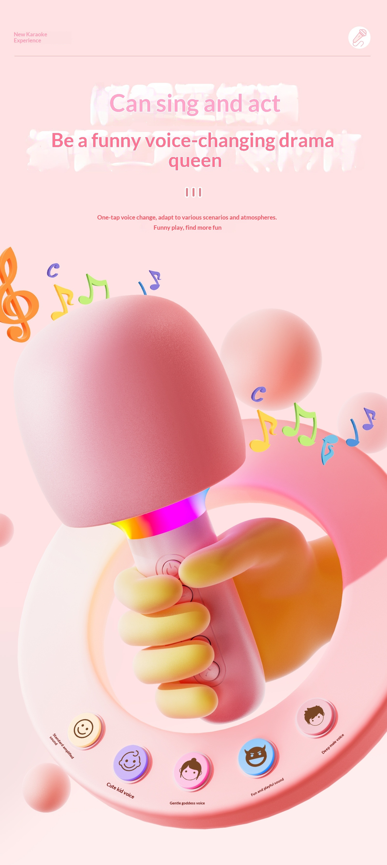 Karaoke Bluetooth Speaker With Wireless Microphone For Kids Outdoor_voghion.com