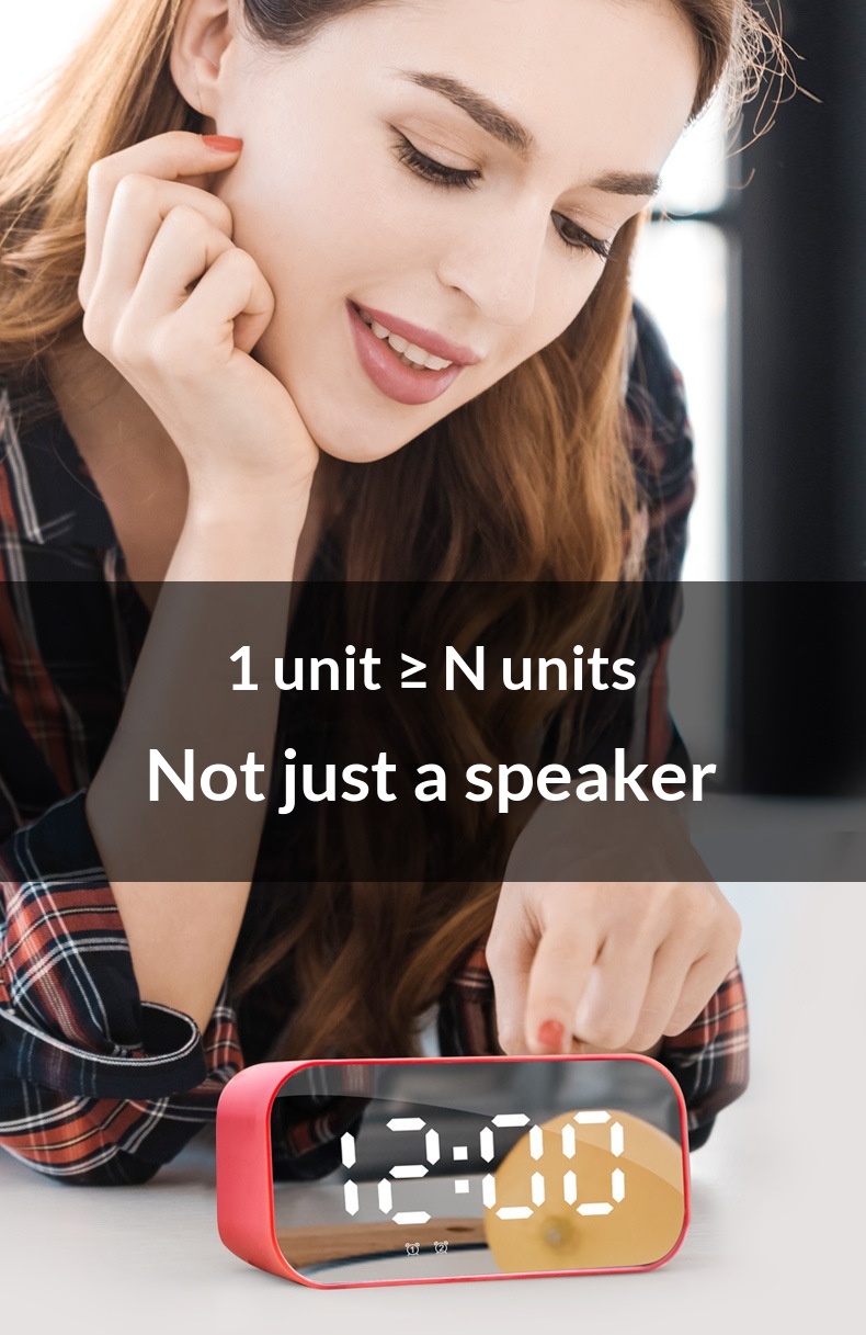 Hewitt M3 Sveglia da tavolo Radio da casa Specchio Orologio wireless Altoparlante Bluetooth Regalo_voghion.com