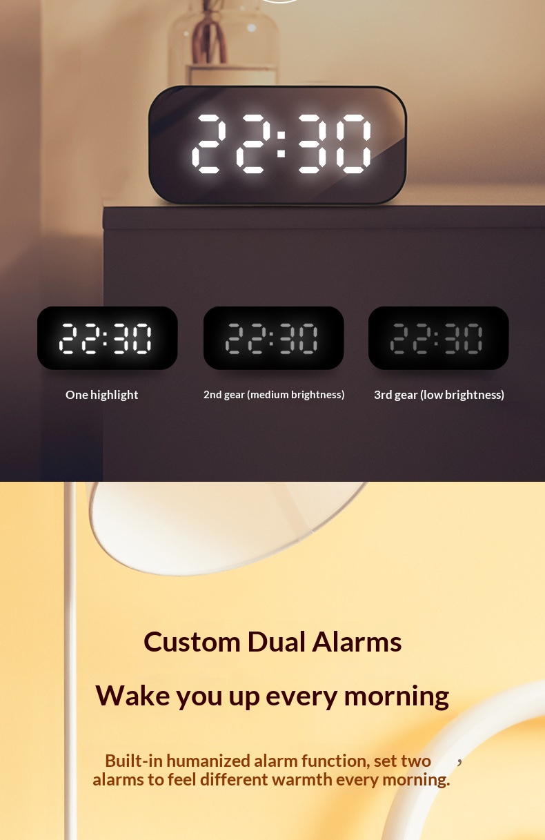 Hewitt M3 Sveglia da tavolo Radio da casa Specchio Orologio wireless Altoparlante Bluetooth Regalo_voghion.com