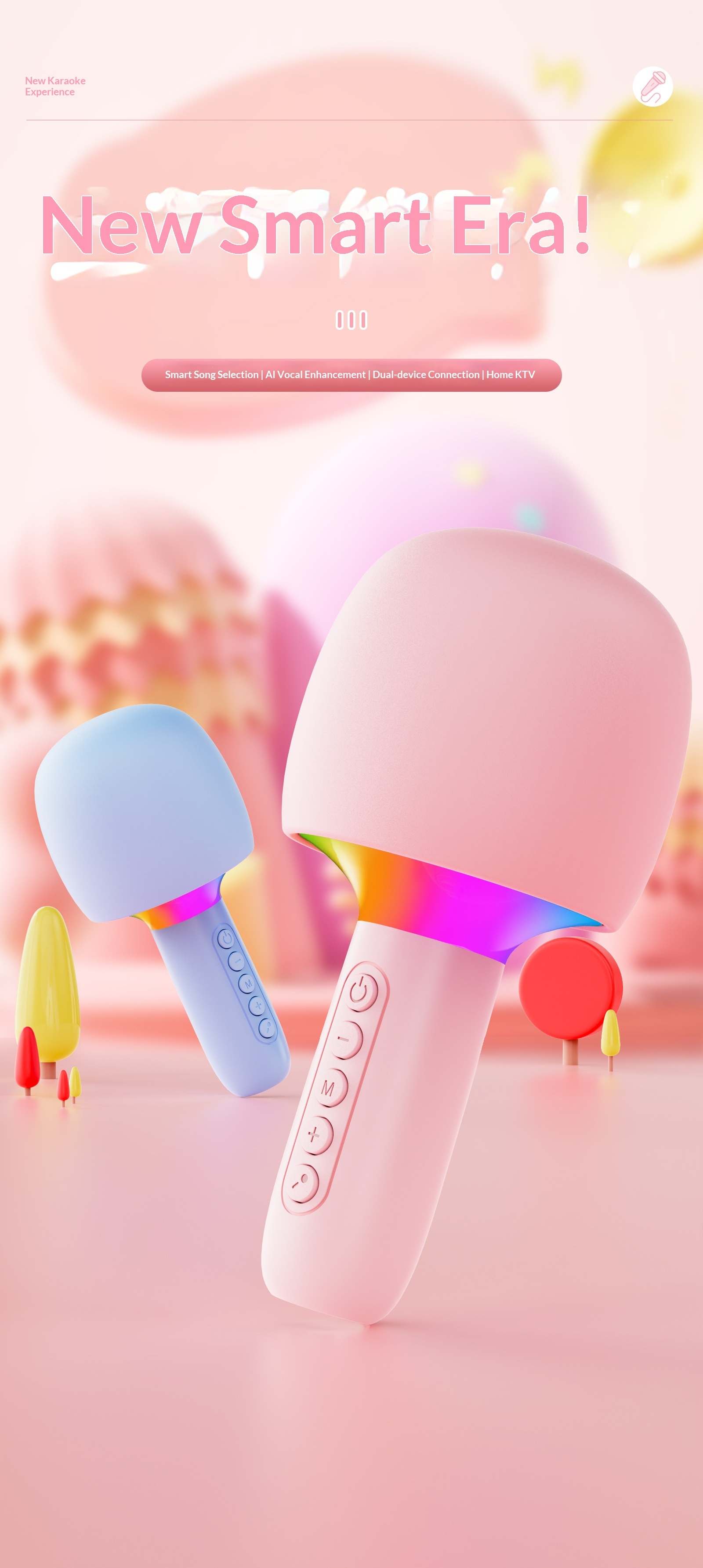 Karaoke Bluetooth Speaker With Wireless Microphone For Kids Outdoor_voghion.com