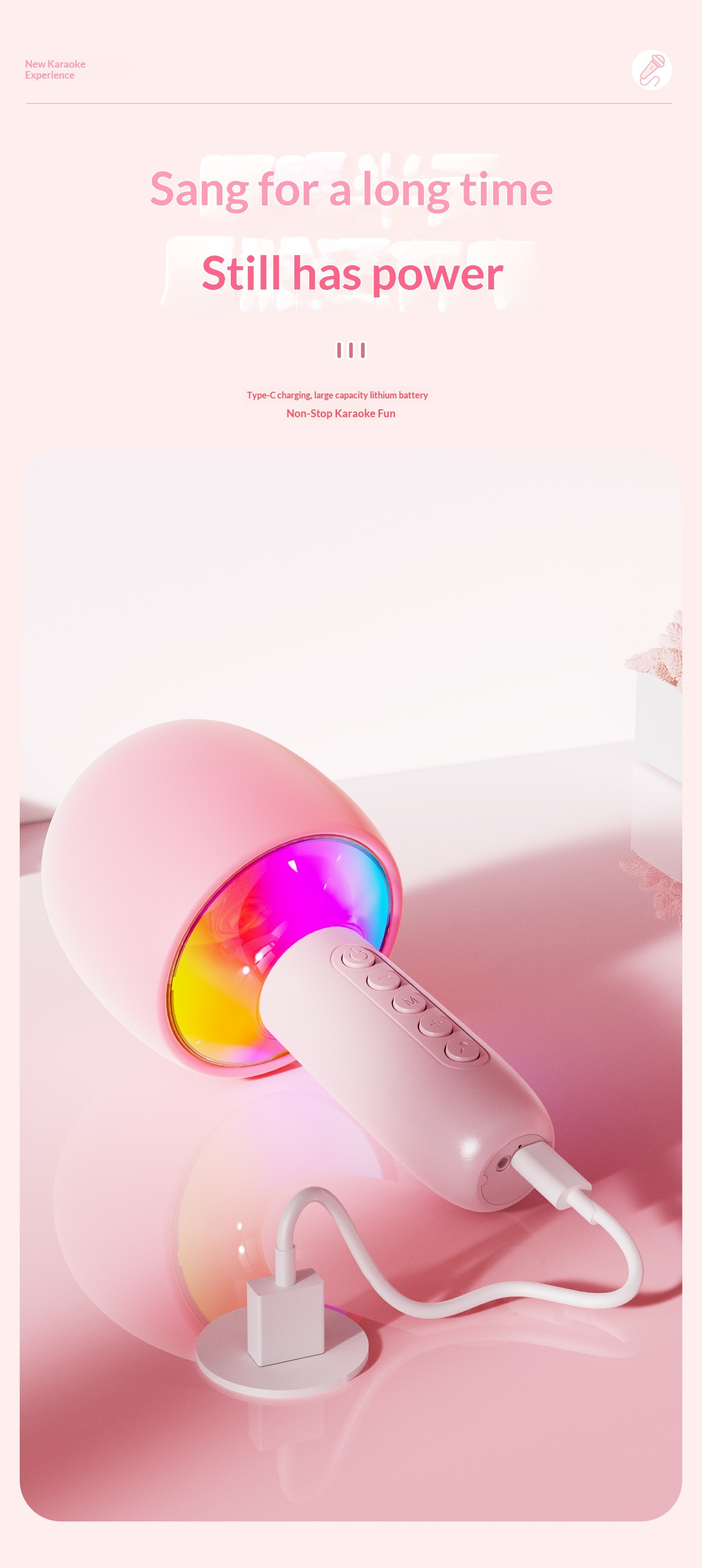 Karaoke Bluetooth Speaker With Wireless Microphone For Kids Outdoor_voghion.com