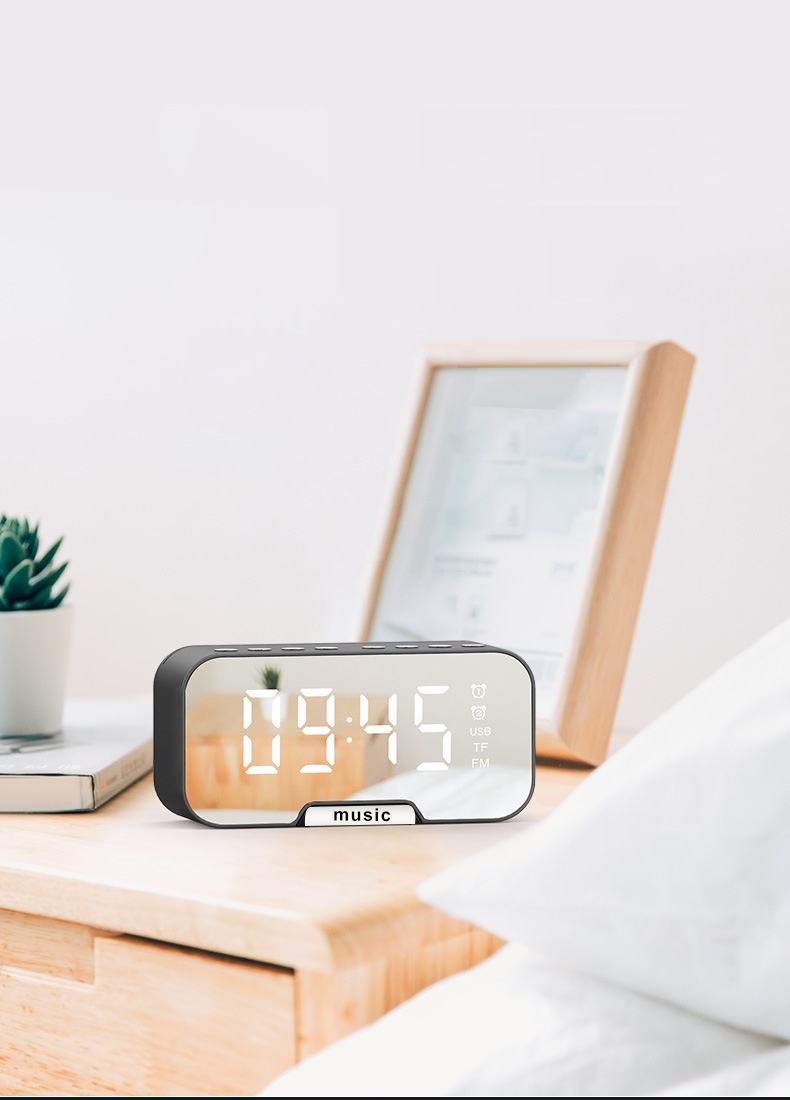 Enceinte bluetooth miroir q5 avec réveil et support téléphone_voghion.com