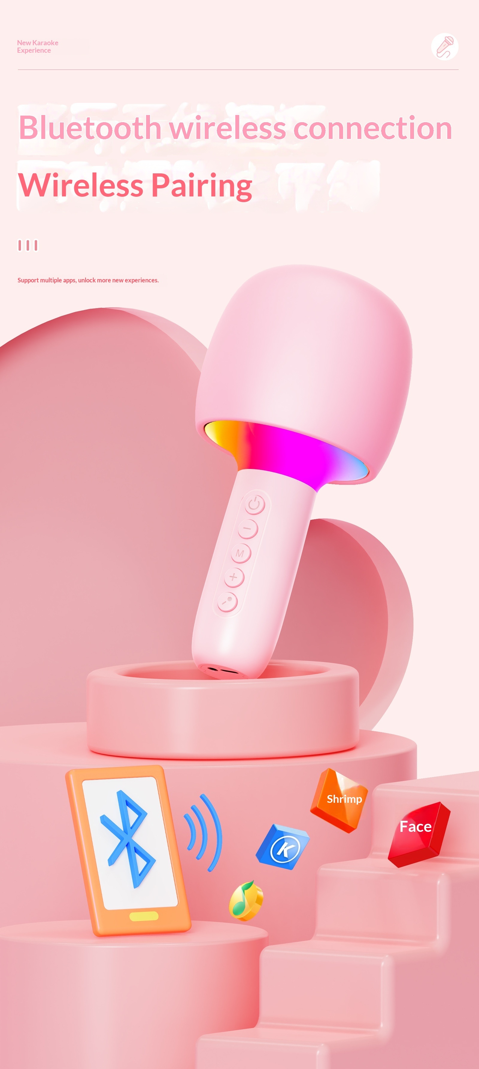 Karaoke Bluetooth Speaker With Wireless Microphone For Kids Outdoor_voghion.com