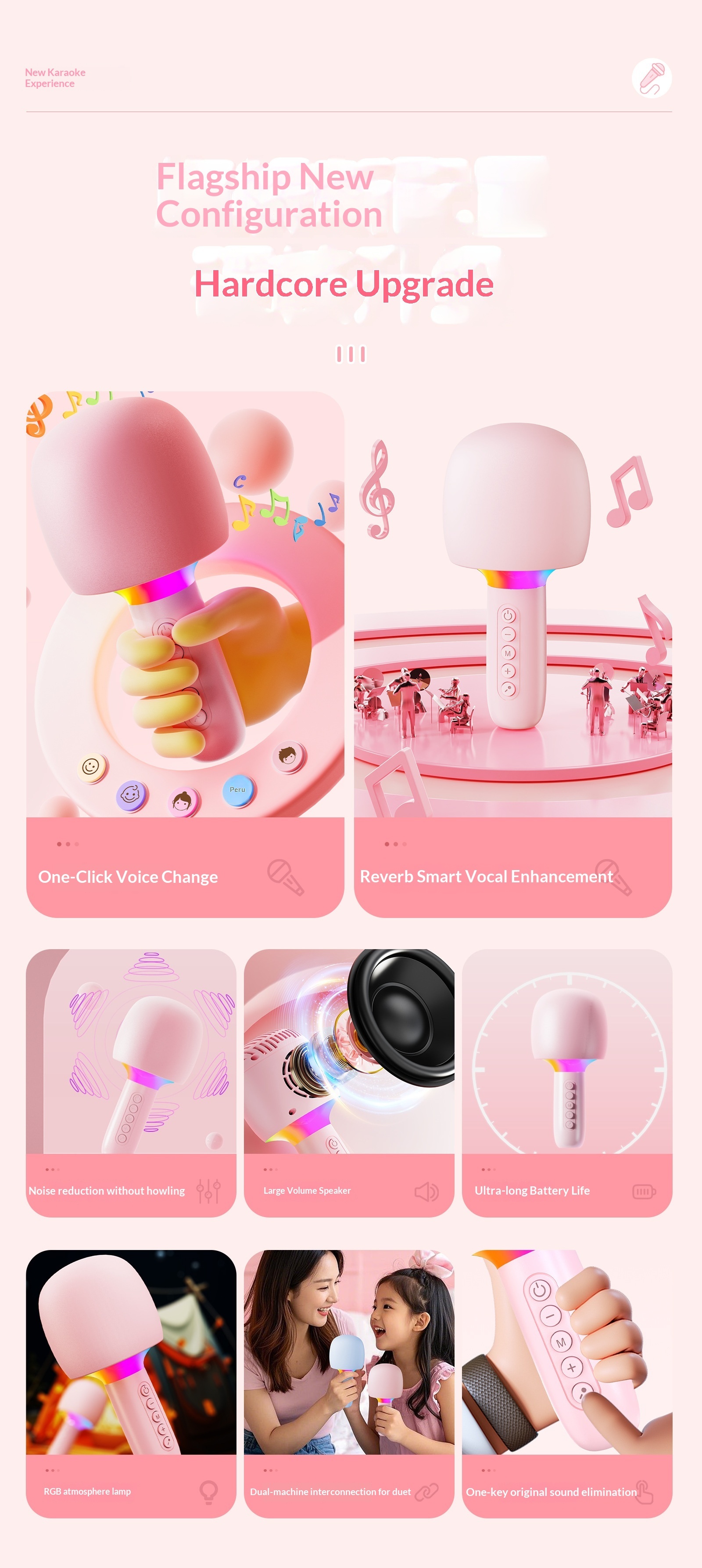 Karaoke Bluetooth Speaker With Wireless Microphone For Kids Outdoor_voghion.com