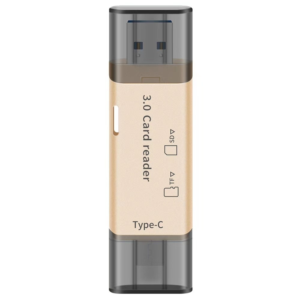 3691 Nuovo prodotto transfrontaliero USB 3.0 Tipo-C SD/TF Lettore di schede multifunzione 2 in 1 a doppia testina_voghion.com