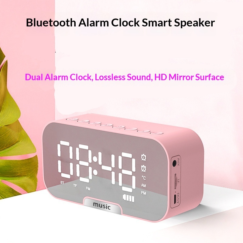 Reloj despertador inalámbrico Q5 Mirror con soporte para teléfono y altavoz pequeño transfronterizo con Bluetooth 5.0._voghion.com