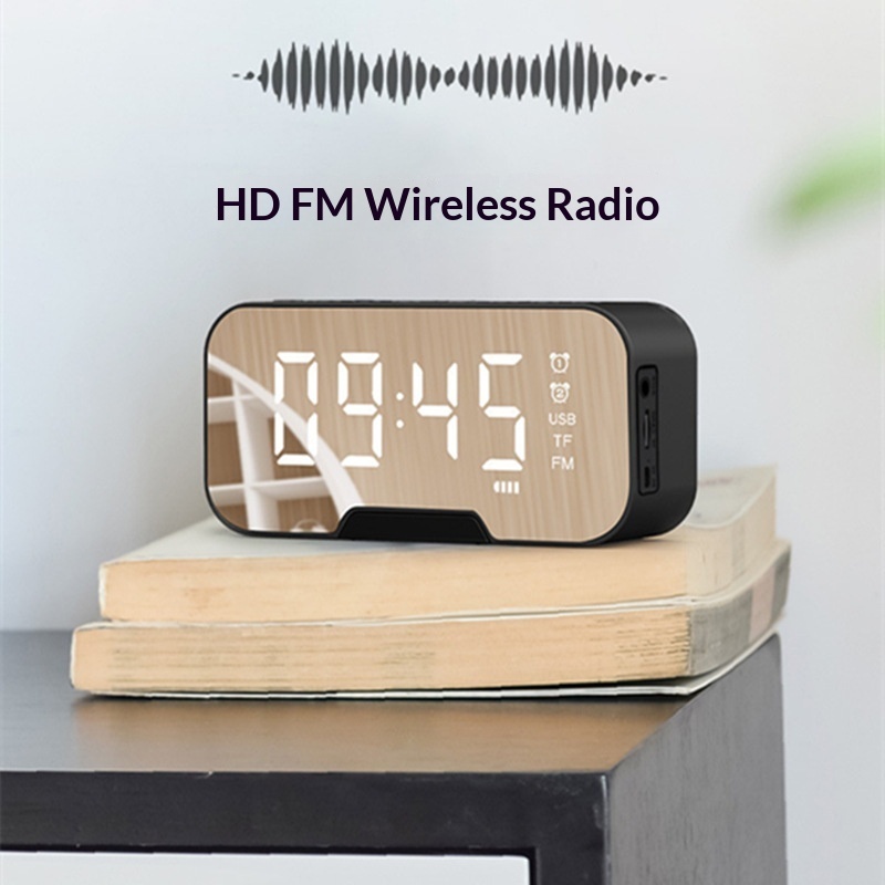 Enceinte bluetooth miroir q5 avec réveil et support téléphone_voghion.com