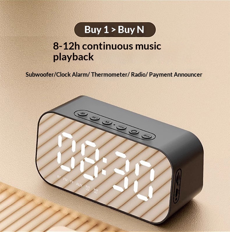 Hewitt M3 Sveglia da tavolo Radio da casa Specchio Orologio wireless Altoparlante Bluetooth Regalo_voghion.com