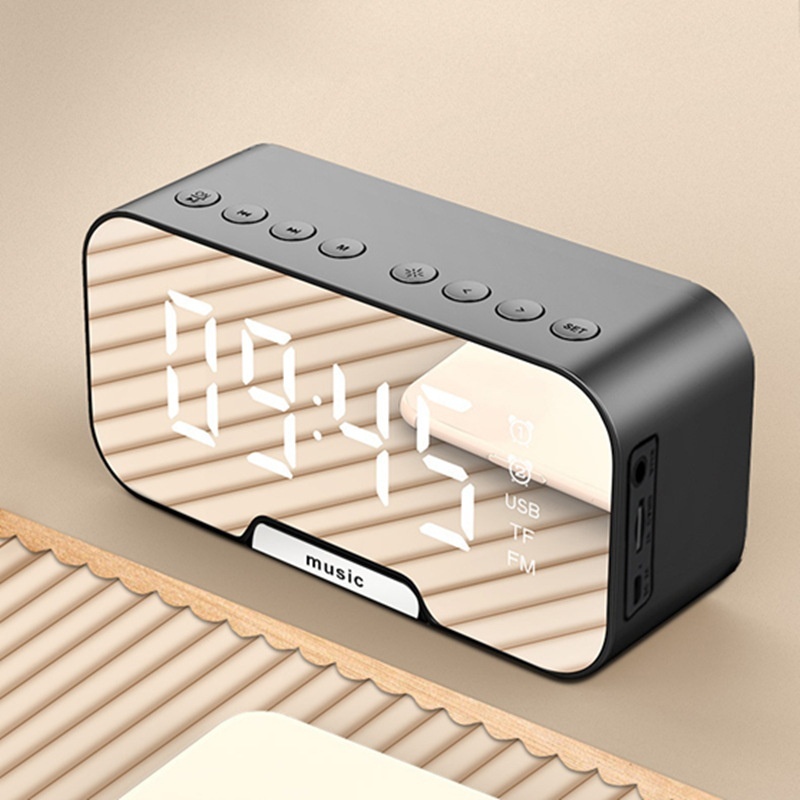 Enceinte bluetooth miroir q5 avec réveil et support téléphone_voghion.com