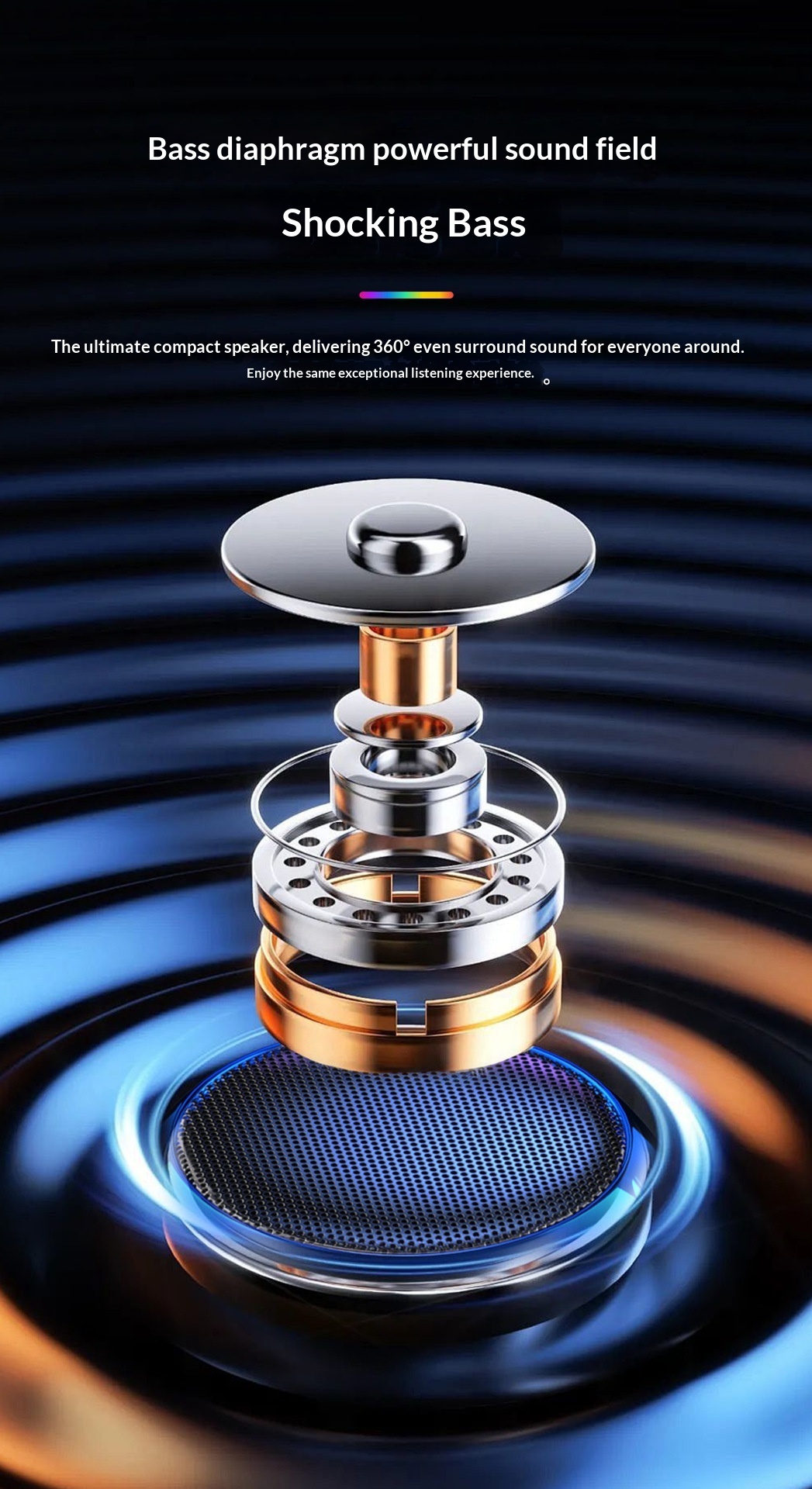 Altoparlante wireless portatile antiurto con subwoofer ad alto volume per uso domestico, Bluetooth, da parete per bagno_voghion.com