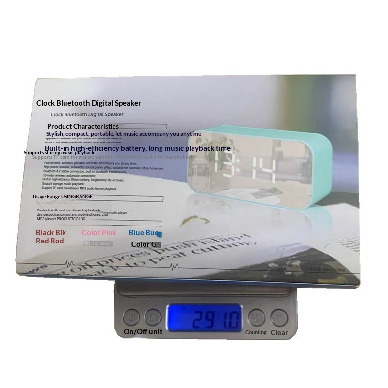 Enceinte bluetooth miroir q5 avec réveil et support téléphone_voghion.com