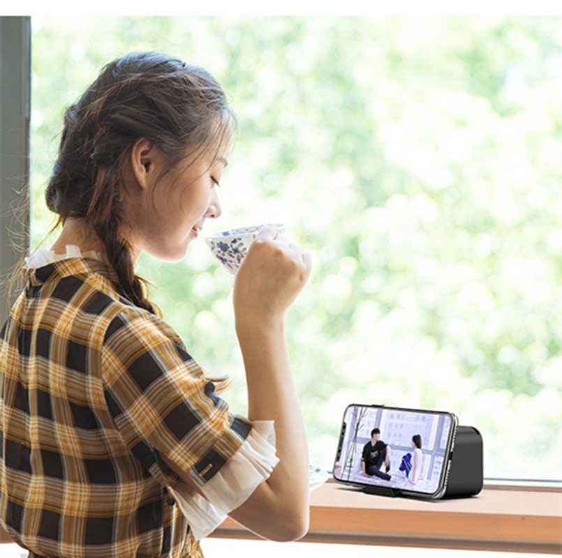 Enceinte bluetooth miroir q5 avec réveil et support téléphone_voghion.com