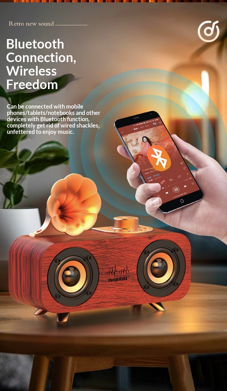 Retro Bluetooth Speaker Portable Waterproof Wireless Audio Player_voghion.com
