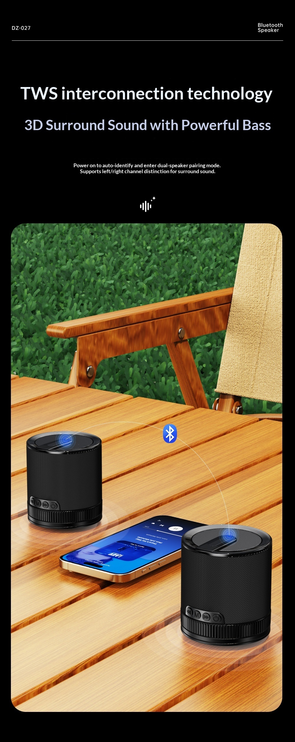 Altoparlante wireless portatile antiurto con subwoofer ad alto volume per uso domestico, Bluetooth, da parete per bagno_voghion.com