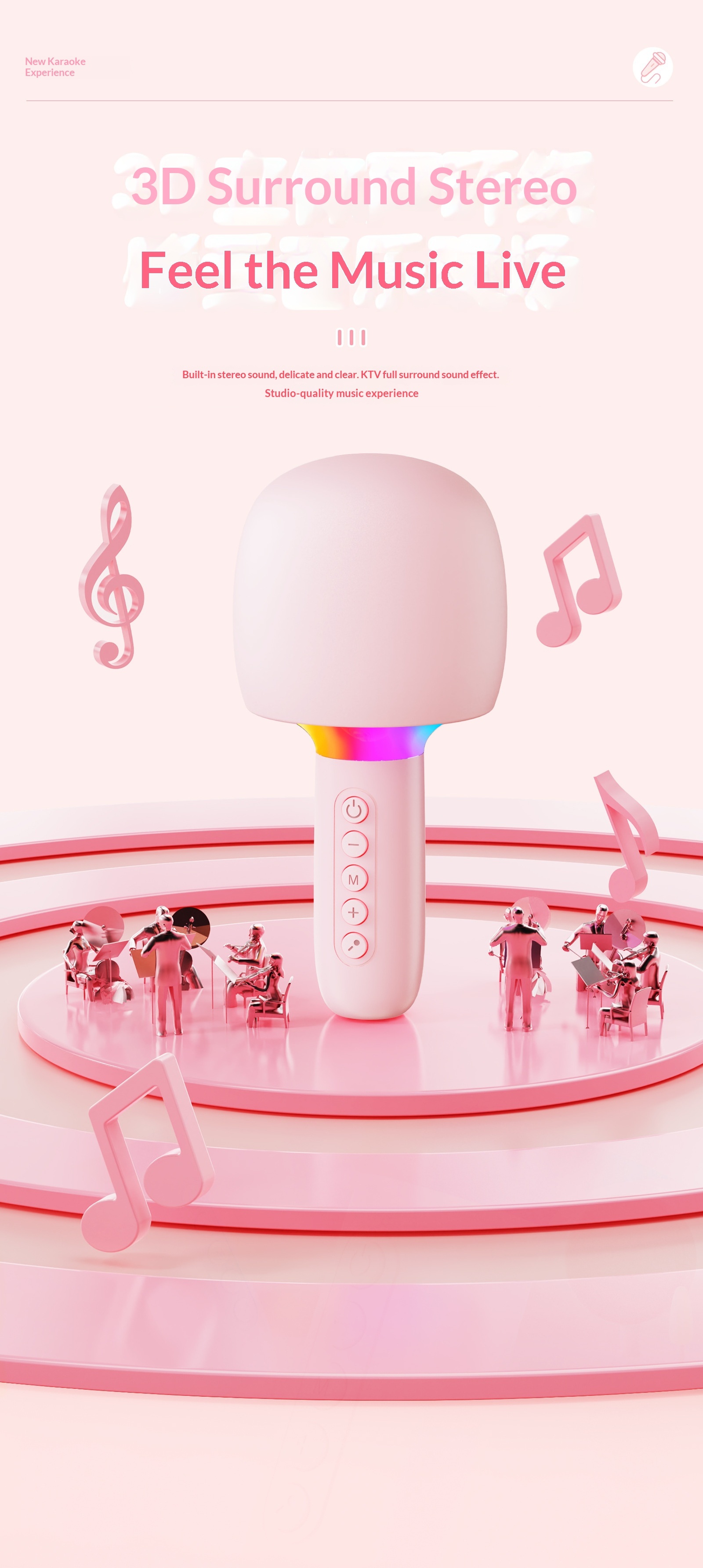 Karaoke Bluetooth Speaker With Wireless Microphone For Kids Outdoor_voghion.com