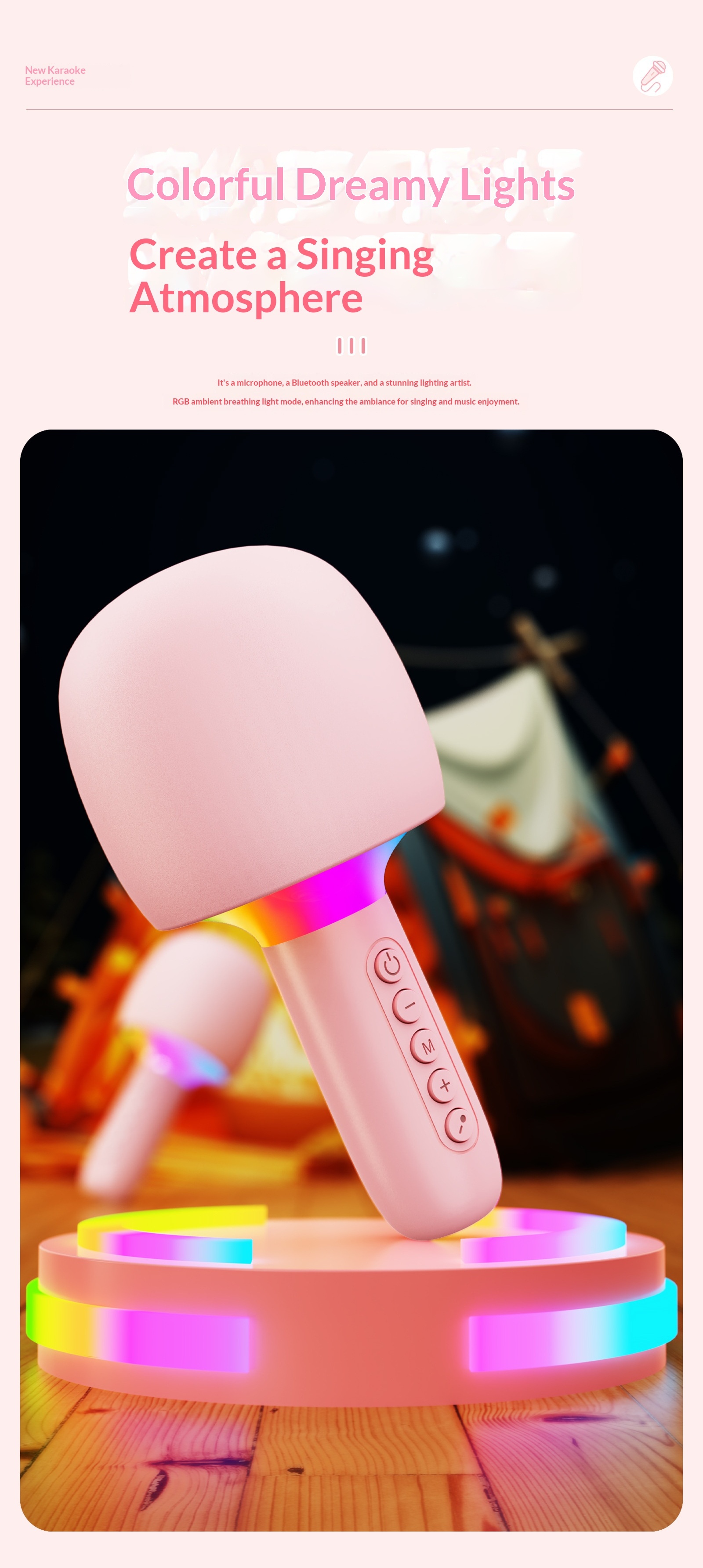 Karaoke Bluetooth Speaker With Wireless Microphone For Kids Outdoor_voghion.com