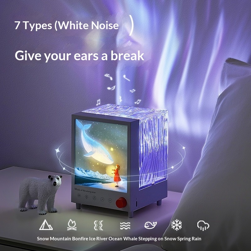 Aurora Box Atmosphere Light Bluetooth Speaker Wireless Subwoofer Projection Desktop Ornament Qixi Festival Birthday Gift_voghion.com