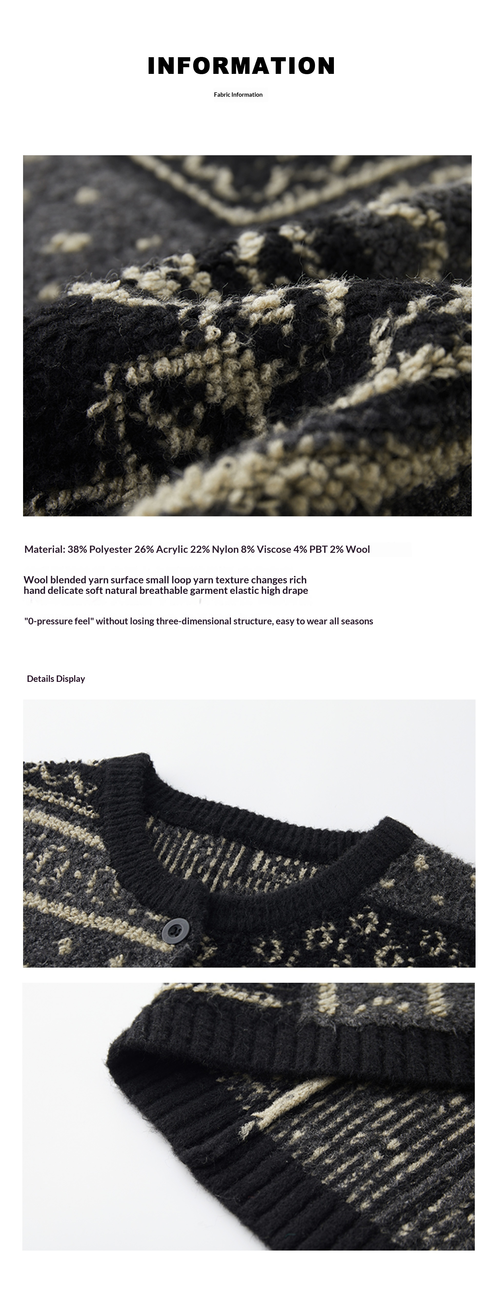 Chaleco de punto jacquard estilo retro para mujer corte oversize_voghion.com